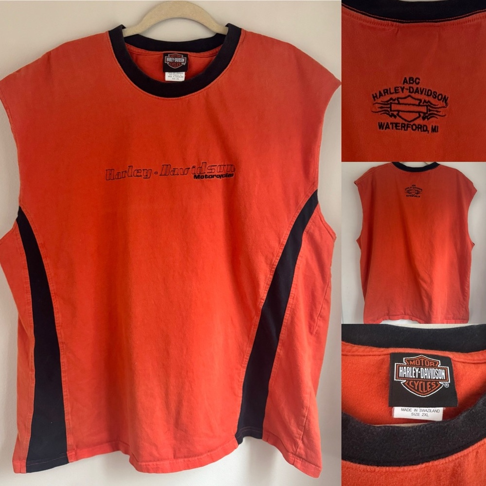 Vintage Harley-Davidson Orange Sleeveless Tank